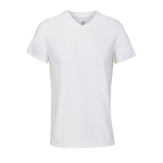 Camiseta de algodón semi peinado unisex en cuello V SOL'S color blanco novena vista