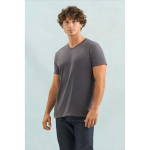 Camiseta de algodón semi peinado unisex en cuello V SOL'S color gris topo