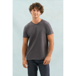 Camiseta de algodón semi peinado unisex en cuello V SOL'S color gris topo