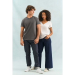 Camiseta de algodón semi peinado unisex en cuello V SOL'S color gris topo