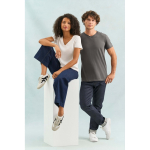 Camiseta de algodón semi peinado para mujer en cuello V SOL'S color blanco