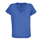 Camiseta de algodón semi peinado para mujer en cuello V SOL'S color azul real tercera vista