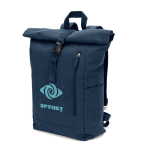 Mochila enrollable con cierre superior y bolsillos 17L 380 g/m2 color azul imagen con logo