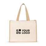 Bolsa de lona con fuelle y lateral laminado con asas largas 320g/m2 vista principal