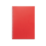 Libreta con tapa flexible de papel reciclado A5 hojas a rayas color rojo primera vista