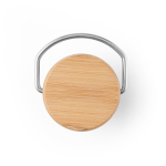 Botella de acero inoxidable con tapa de bambú con asa 580ml color negro sexta vista