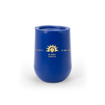 Vaso de viaje de plástico doble pared con agujero deslizante 420ml color azul imagen con logo