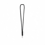 Lanyard tubular de poliamida con mosquetón y etiqueta sublimable color negro