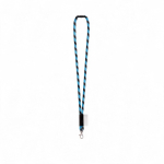 Lanyard tubular de poliamida con mosquetón y etiqueta sublimable color azul bondi