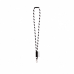 Lanyard tubular de poliamida con mosquetón y etiqueta sublimable color blanco/negro