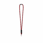 Lanyard tubular de poliamida con mosquetón y etiqueta sublimable color rojo oscuro