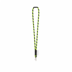 Lanyard tubular de poliamida con mosquetón y etiqueta sublimable color verde fluorescente