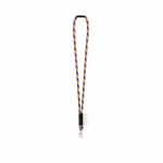 Lanyard tubular de poliamida con mosquetón y etiqueta sublimable color naranja fluorescente