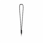 Lanyard tubular de poliamida con mosquetón y etiqueta sublimable color negro/gris