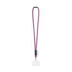 Lanyard tubular fabricado en Europa con mosquetón estándar color rosa fluorescente