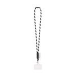 Lanyard tubular fabricado en Europa con mosquetón estándar color blanco/negro