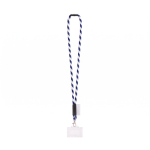 Lanyard tubular fabricado en Europa con mosquetón estándar color blanco/azul