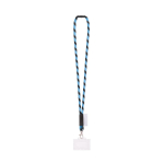 Lanyard tubular fabricado en Europa con mosquetón estándar color azul cian