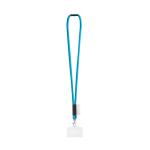 Lanyard tubular fabricado en Europa con mosquetón estándar color azul claro