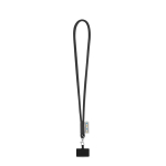 Lanyard tubular con mosquetón y soporte para móvil 6,5 x 4,1cm color negro primera vista