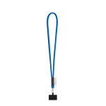Lanyard tubular con mosquetón y soporte para móvil 6,5 x 4,1cm color azul