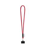 Lanyard tubular con mosquetón y soporte para móvil 6,5 x 4,1cm color rojo