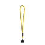 Lanyard tubular con mosquetón y soporte para móvil 6,5 x 4,1cm color amarillo