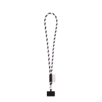 Lanyard tubular con mosquetón y soporte para móvil 6,5 x 4,1cm color blanco/negro