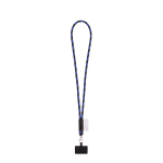 Lanyard tubular con mosquetón y soporte para móvil 6,5 x 4,1cm color azul real