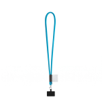 Lanyard tubular con mosquetón y soporte para móvil 6,5 x 4,1cm color azul claro