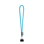 Lanyard tubular con mosquetón y soporte para móvil 6,5 x 4,1cm color azul claro primera vista