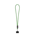 Lanyard tubular con mosquetón y soporte para móvil 6,5 x 4,1cm color verde fluorescente