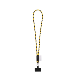 Lanyard tubular con mosquetón y soporte para móvil 6,5 x 4,1cm color amarillo oscuro