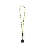 Lanyard tubular con mosquetón y soporte para móvil 6,5 x 4,1cm color amarillo fluorescente