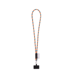 Lanyard tubular con mosquetón y soporte para móvil 6,5 x 4,1cm color naranja fluorescente