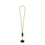 Lanyard tubular con mosquetón y soporte para móvil 6,5 x 4,1cm color amarillo claro