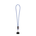 Lanyard tubular con mosquetón y soporte para móvil 6,5 x 4,1cm color morado
