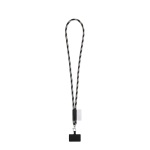 Lanyard tubular con mosquetón y soporte para móvil 6,5 x 4,1cm color negro/gris