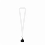 Lanyard de poliéster reciclado con mosquetón y soporte móvil 2cm color blanco