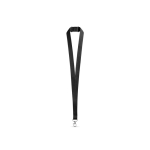 Lanyard de poliéster con mosquetón metálico y cierre de seguridad 2cm color negro