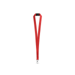 Lanyard de poliéster con mosquetón metálico y cierre de seguridad 2cm color rojo