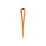 Lanyard de poliéster con mosquetón metálico y cierre de seguridad 2cm color naranja imagen con logo