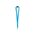 Lanyard de poliéster con mosquetón metálico y cierre de seguridad 2cm color azul claro
