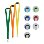 Lanyard de poliéster con mosquetón metálico y cierre de seguridad 2cm varios colores