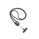 Cable lanyard con soporte para móvil y carga ultrarrápida 60W color negro imagen con logo