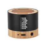 Altavoz portátil de aluminio reciclado con manos libres 3W color negro imagen con logo 3