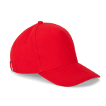 Gorra de algodón cepillado 5 paneles con hebilla metálica 260 g/m2 color rojo primera vista