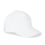 Gorra de algodón cepillado 5 paneles con hebilla metálica 260 g/m2 color blanco primera vista