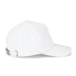 Gorra de algodón cepillado 5 paneles con hebilla metálica 260 g/m2 color blanco tercera vista