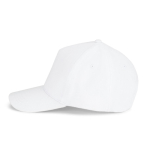 Gorra de algodón cepillado 5 paneles con hebilla metálica 260 g/m2 color blanco cuarta vista